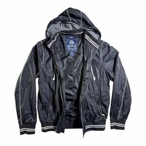 American Rag Men's Black Hooded Windbreaker